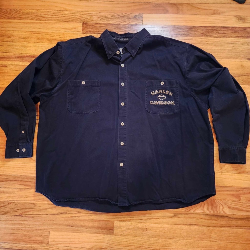 Harley Davidson Long Sleeve Heavy Cotton Embroidered Back Shirt 4XL